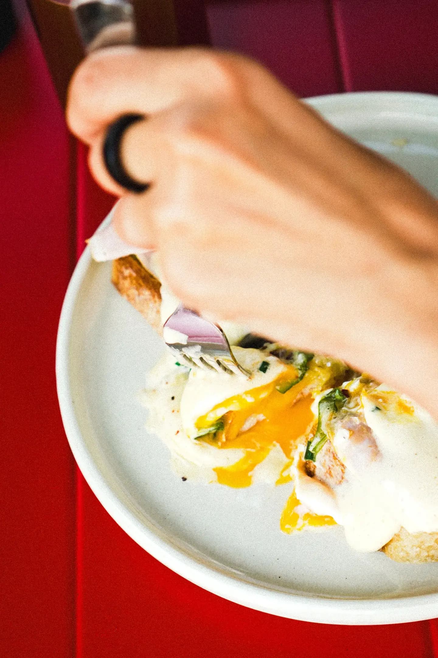Eggs Benedict with a runny yolk
